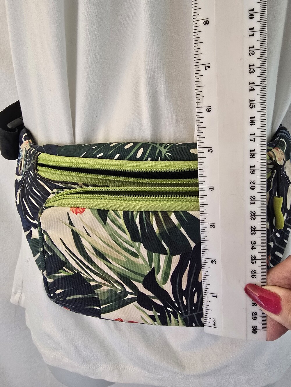 Tropical Botanical Palm Floral Belt Bag Fanny Pack Multi-Pocket - Picture 4 of 8